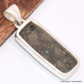 Pendentif rectangulaire en Turquoise mohave sur Pyrite 