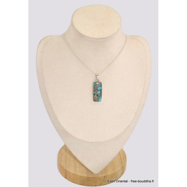Pendentif rectangulaire en Turquoise mohave sur Pyrite Bijoux en Turquoise BK72.6