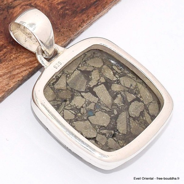 Pendentif carré en Turquoise mohave sur Pyrite Bijoux en Turquoise BK72.7