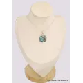 Pendentif carré en Turquoise mohave sur Pyrite - Bijoux en Turquoise