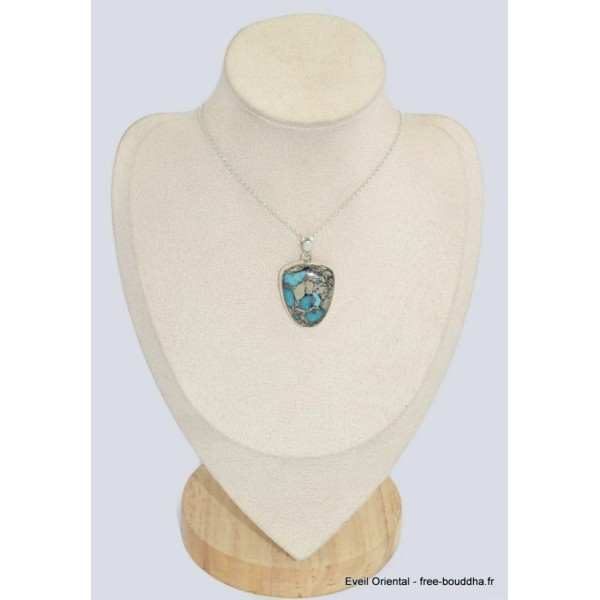 Pendentif semi-oval en Turquoise mohave sur Pyrite Bijoux en Turquoise BK72.8