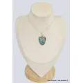 Pendentif semi-oval en Turquoise mohave sur Pyrite - Bijoux en Turquoise