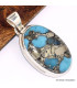 Pendentif oval en Turquoise mohave sur Pyrite Bijoux en Turquoise BK72.9