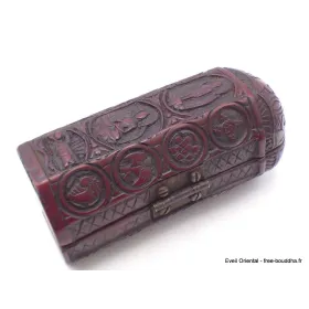 Statuette bouddhiste Temple triptyque bouddhiste de voyage rouge - Objets rituels bouddhistes
