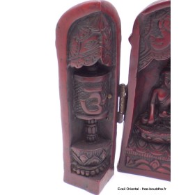 Temple triptyque bouddhiste de voyage rouge Objets rituels bouddhistes TEM1.2