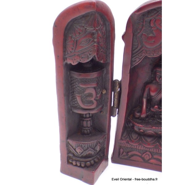 Temple triptyque bouddhiste de voyage rouge Objets rituels bouddhistes TEM1.2