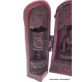 Statuette bouddhiste Temple triptyque bouddhiste de voyage rouge - Objets rituels bouddhistes
