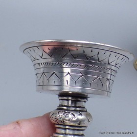 Lampe à beurre tibétaine 11 cm plaqué argent Lampe à beurre bouddhiste lamp39