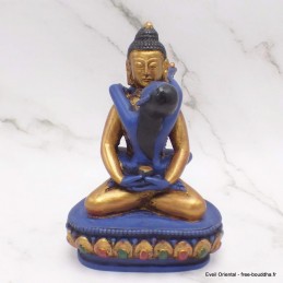 Statuette Bouddha Shakti bleu et or 13 cm 
