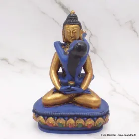 Statuette bouddhiste tibétaine Bouddha Shakti bleu et or 13 cm - Statuettes bouddhistes tibétaines artisanales
