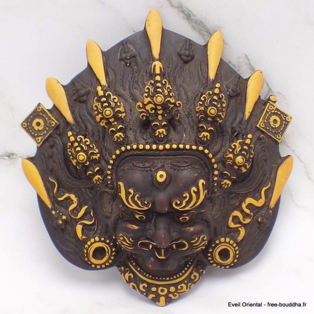 Petit masque en résine Mahakala / Bhairava Statuettes Bouddhistes CHEP3