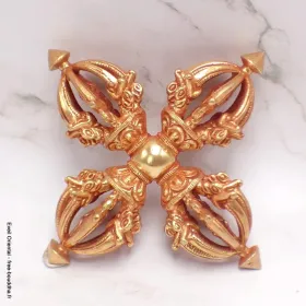 Double dorjé tibétain 8 branches plaqué or - Dordjé, double dorjé (sans cloche)