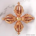 Double dorjé tibétain 8 branches plaqué or - Dordjé, double dorjé (sans cloche)