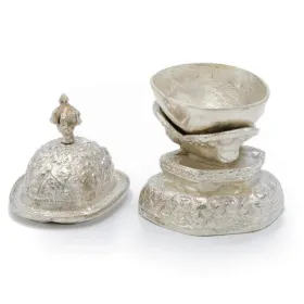 Kapala tibétain plaqué argent 14 cm - Kapala bouddhiste