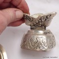 Kapala tibétain plaqué argent 14 cm Kapala bouddhiste KAP4