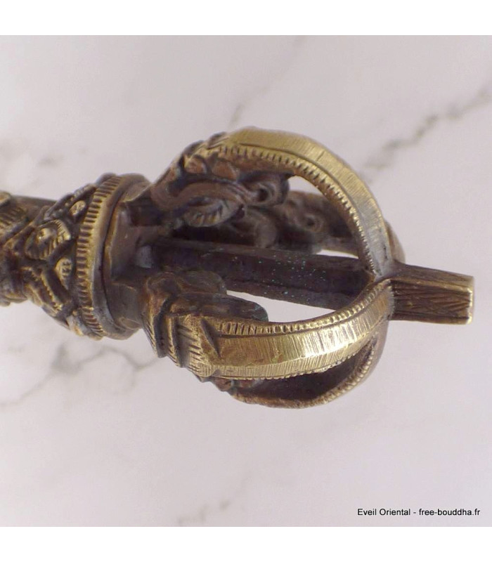 Cloche tibétaine et dorjé 5 branches 19 cm Objets rituels bouddhistes DOVAJ30