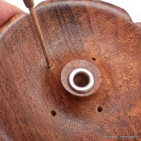 Porte-encens tibétain bhoutanais Lotus en bois naturel - Porte-encens tibétains