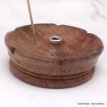 Porte-encens bhoutanais Lotus en bois naturel Objets rituels bouddhistes PEL1