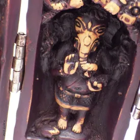 Statuette bouddhiste Temple triptyque Ganesh antique 12 cm - Stupas, temples bouddhistes