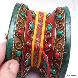 Damaru tibétain 12 cm décoré de pierres-ap Damaru tibétain Chod DAMA12-a