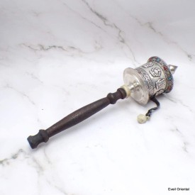 Moulin à prières tibétain métal blanc 30 cm Moulins à Prières tibétains MAA17