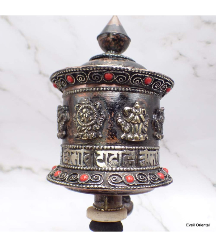 Moulin à prières tibétain 30 cm patine ancienne Moulins à Prières tibétains MAA16