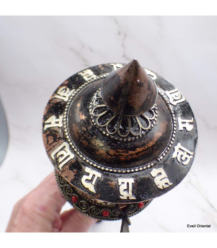 Moulin à prières tibétain 30 cm patine ancienne Moulins à Prières tibétains MAA16