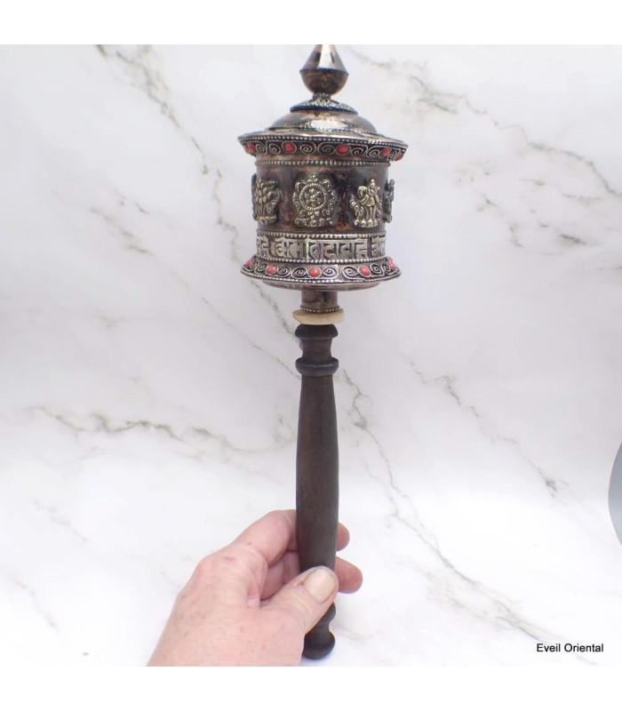 Moulin à prières tibétain 30 cm patine ancienne Moulins à Prières tibétains MAA16