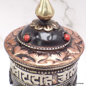 Moulin à prières tibétain en laiton, 14,5 cm.