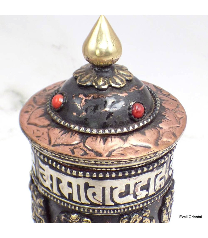 Moulin à prières tibétain antique sur pieds 14 cm Moulins à Prières tibétains MODT13