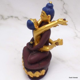 Statuette bouddhiste Shakti 13 cm bordeau or 