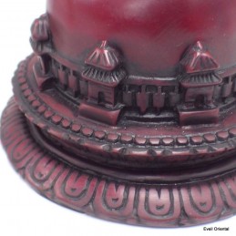 Stupa tibétain rouge forme dôme 19 cm 