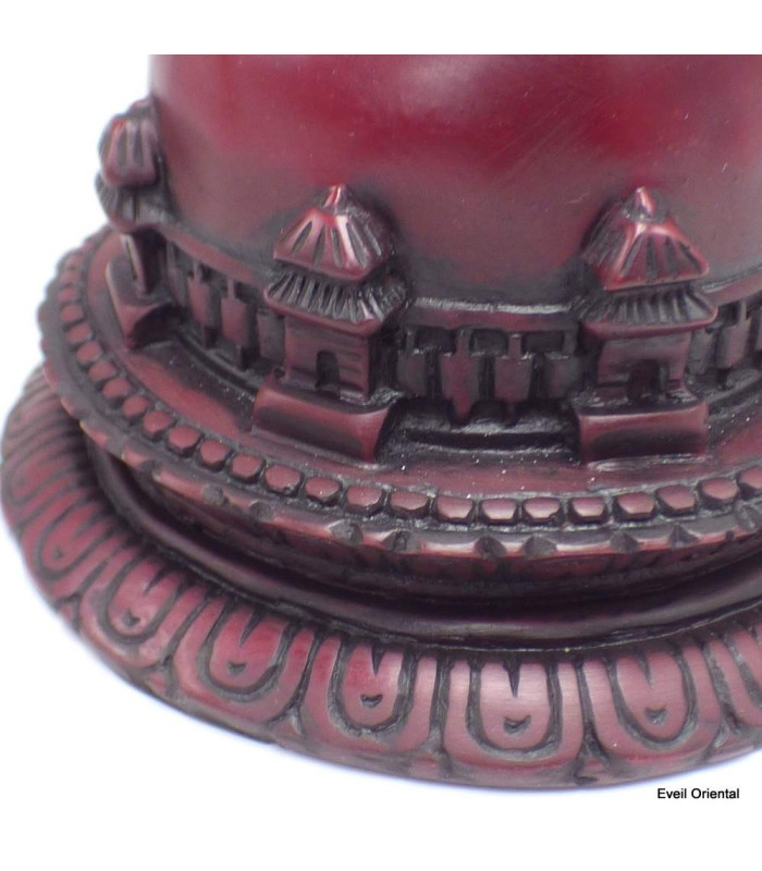 Stupa tibétain rouge forme dôme 19 cm Statuettes Bouddhistes STUR1