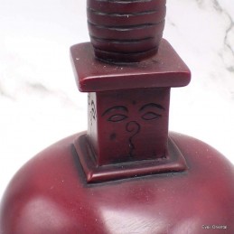 Stupa tibétain rouge forme dôme 19 cm 