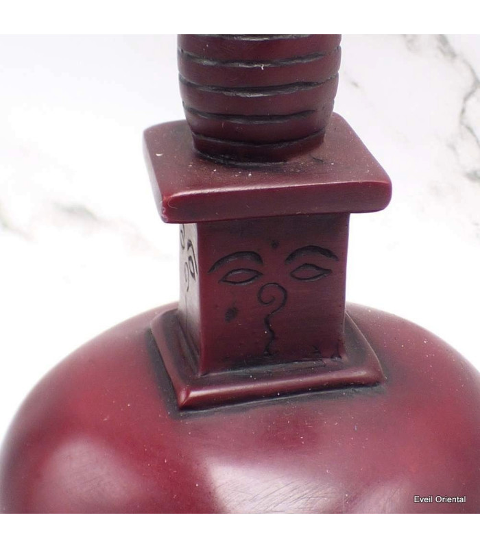 Stupa tibétain rouge forme dôme 19 cm Statuettes Bouddhistes STUR1