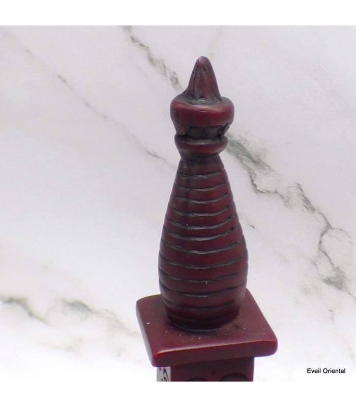 Stupa tibétain rouge forme dôme 19 cm Statuettes Bouddhistes STUR1