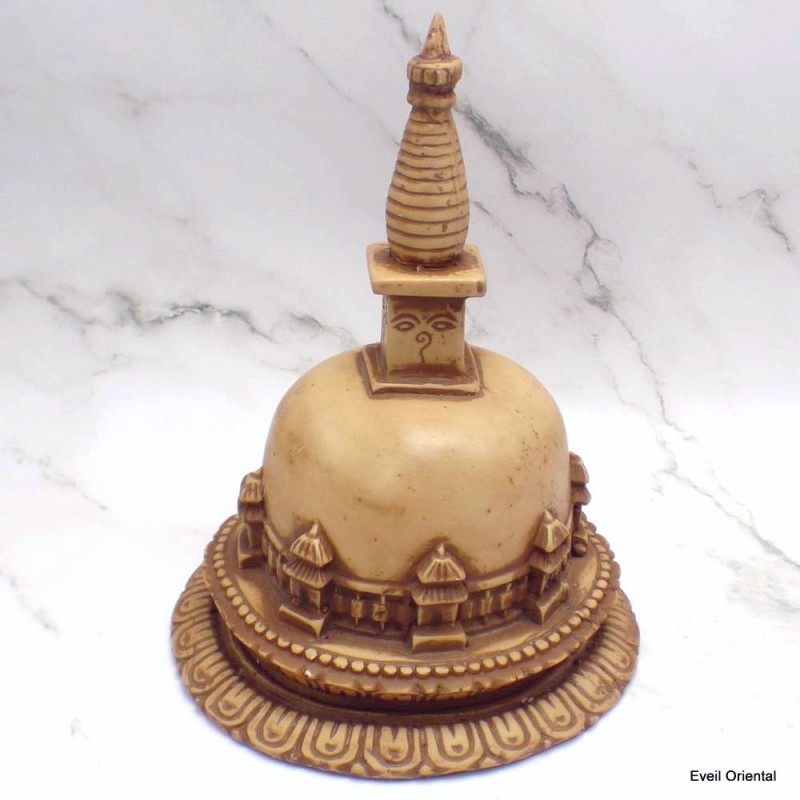 Stupa tibétain patine naturelle forme dôme 19 cm 