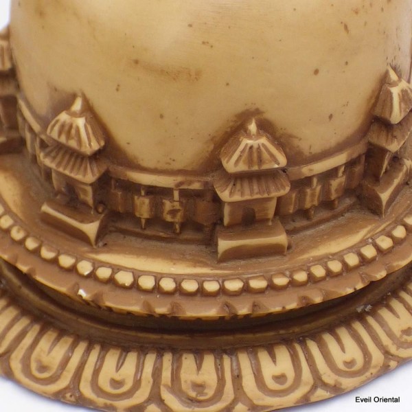 Stupa tibétain patine naturelle forme dôme 19 cm Objets rituels bouddhistes STUR2