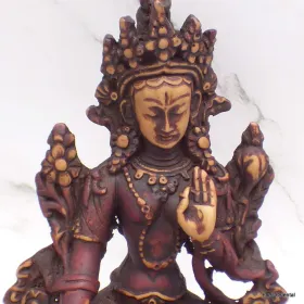 Statuette bouddhiste Tara blanche 15 cm patine antique  - Statuettes bouddhistes tibétaines artisanales
