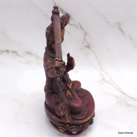 Statuette bouddhiste Manjushri 15 cm patine antique 