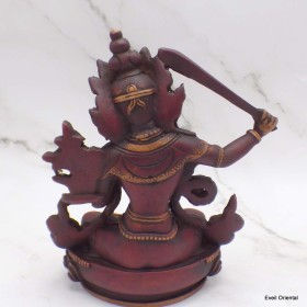 Statuette bouddhiste Manjushri 15 cm patine antique 