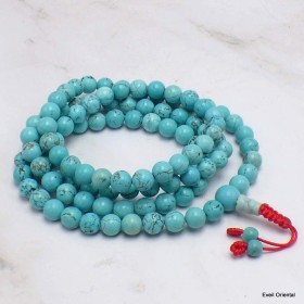 Mala de prières en véritables Turquoise du Tibet Mala tibétain 108 perles MALATT