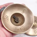 Tingshas tibétaines antiques mantra de Cherezi 7,6 cm - Objets rituels bouddhistes