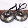 Tingshas tibétaines noires mantra 7,6 cm Tingsha tibétaine cymbales TPN2