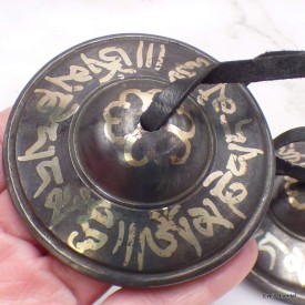 Tingshas tibétaines noires mantra 7,6 cm Tingsha tibétaine cymbales TPN2