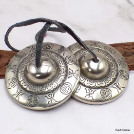 Tingshas tibétaines authentiques symboles bouddhistes 7 cm - Objets rituels bouddhistes