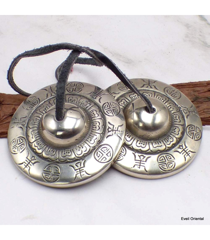 Tingshas tibétaines symboles bouddhistes 7 cm Tingsha tibétaine cymbales TPN4