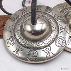 Tingshas tibétaines authentiques symboles bouddhistes 7 cm - Objets rituels bouddhistes
