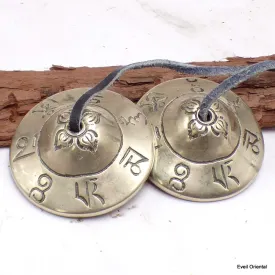 Tingshas tibétaines cymbales mantra bouddhiste 4,7 cm - Objets rituels bouddhistes