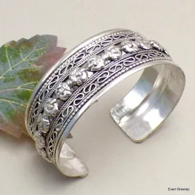 Bracelet tibétain manchette avec dorjés bouddhistes - Bracelets tibétains bouddhistes